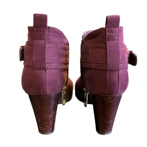 Tommy Hilfiger Burgundy Suede Ankle Boots Booties Women’s 6 Block Heel - Picture 3 of 6